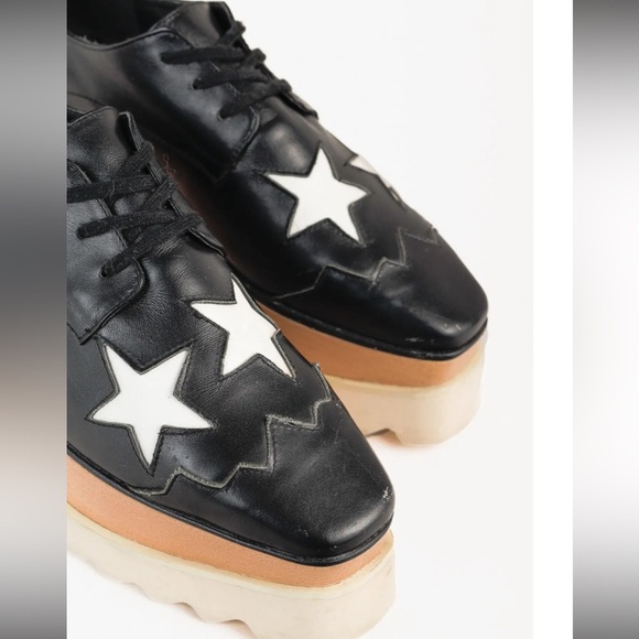 Stella McCartney Black White Star Vegan Elyse Platform Derby Shoes, Size 35 - Picture 12 of 16